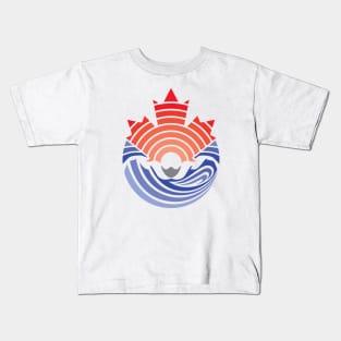 A swimmer performs a Water Butterfly Stroke with a red Canadian Maple Leaf over his head Kids T-Shirt